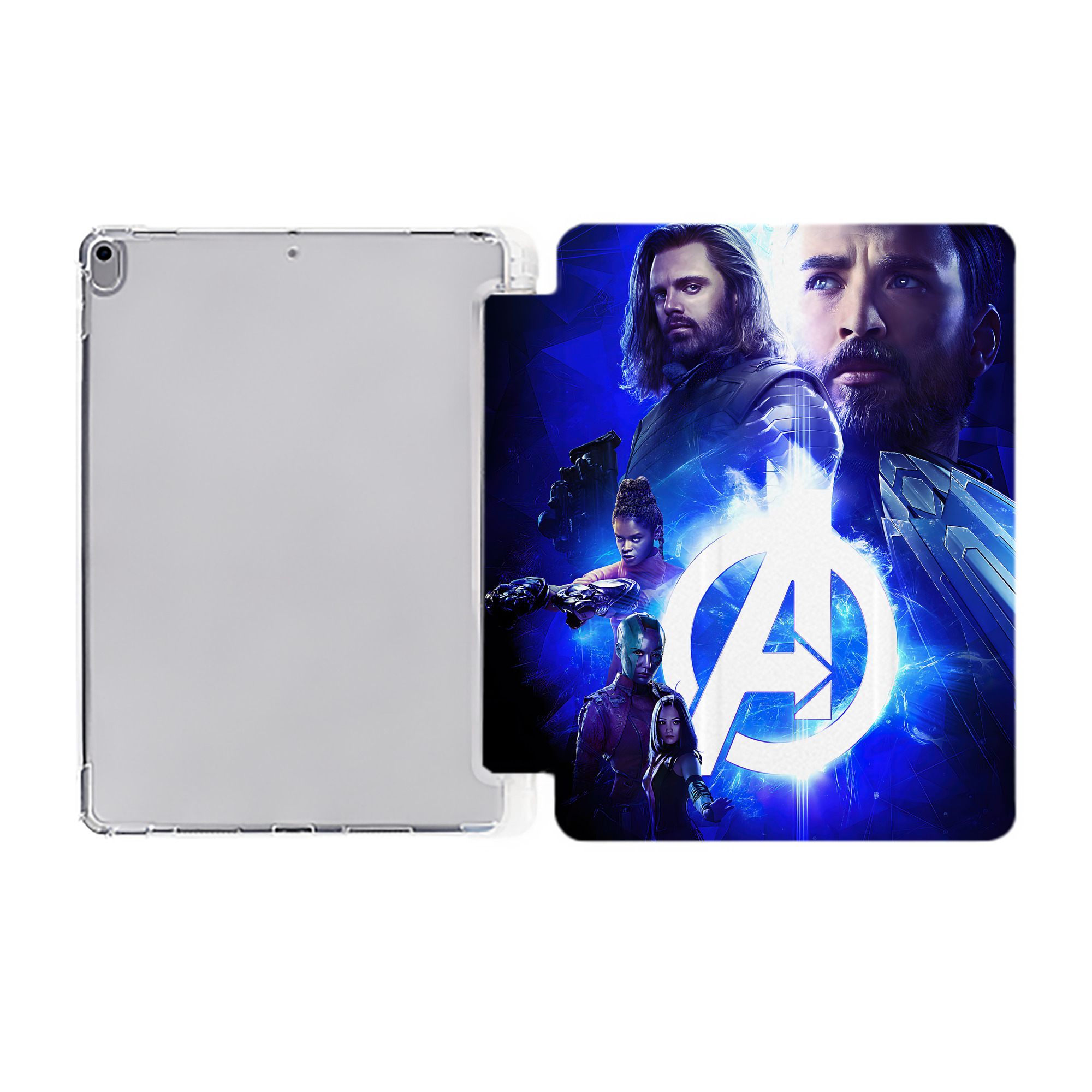（画像用） アベンジャーズ The Avengers IPad ケース ペン収納付き 三つ折りスタンド PUレザー×シリコン 対応機種9.5/10.5/10.9インチ